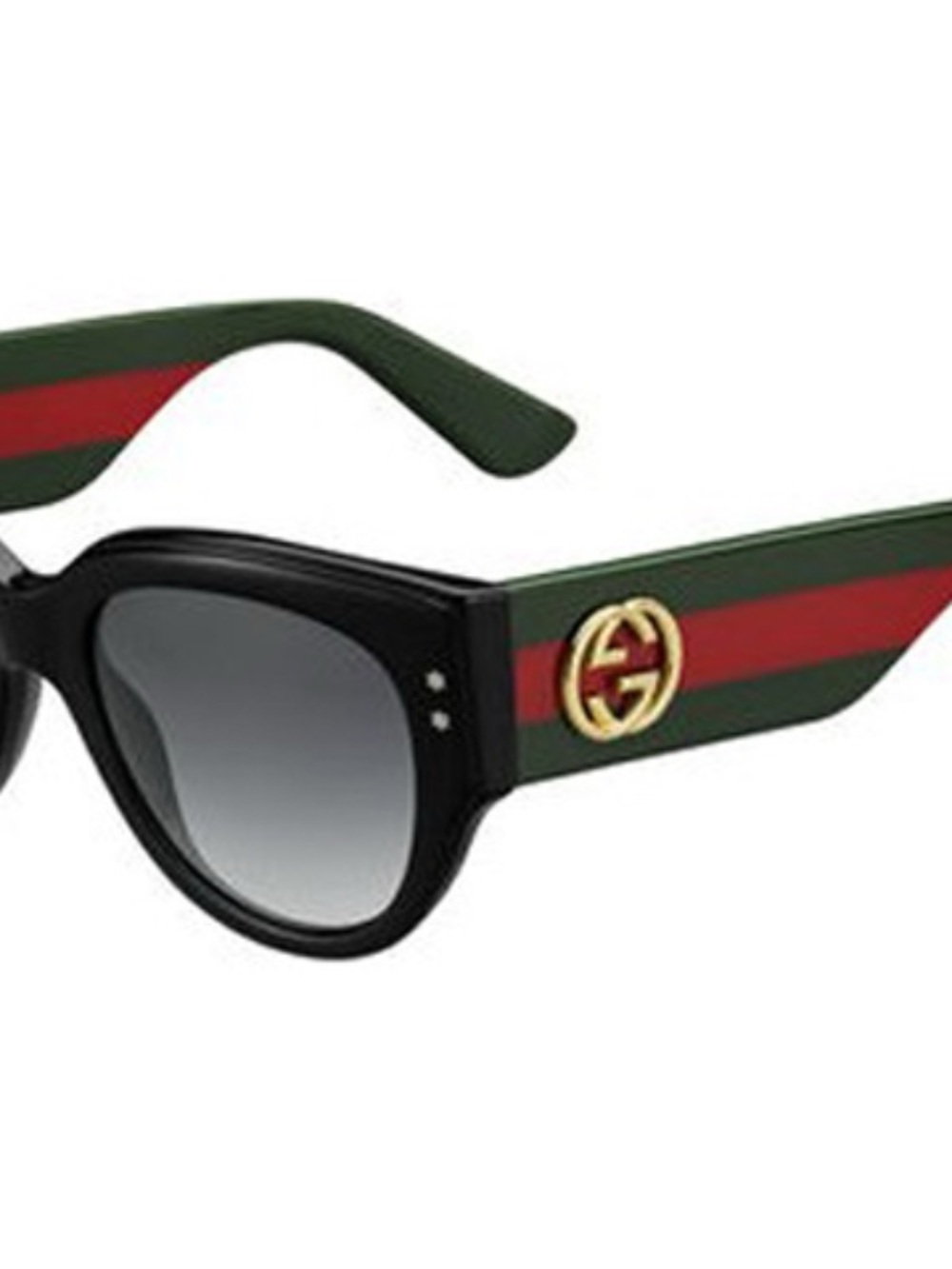 Gucci Black Sunglasses with Green and Red Stripe and Gold GG